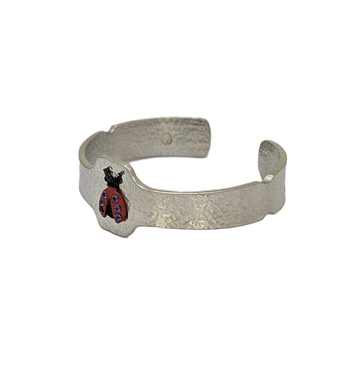 Lady Bug Pewter Charming Cuff Bracelet