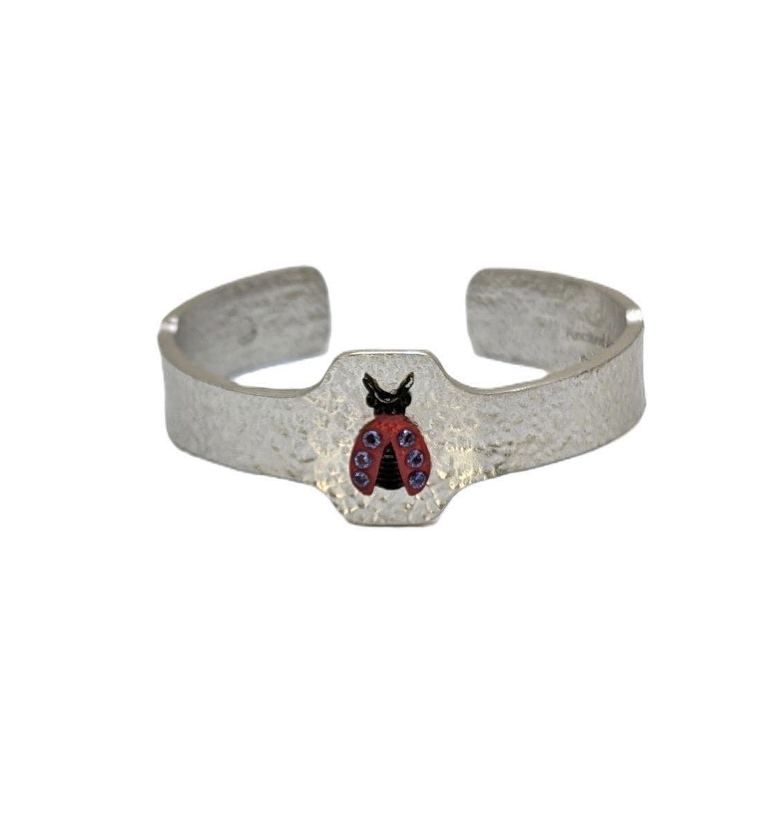 Lady Bug Pewter Charming Cuff Bracelet