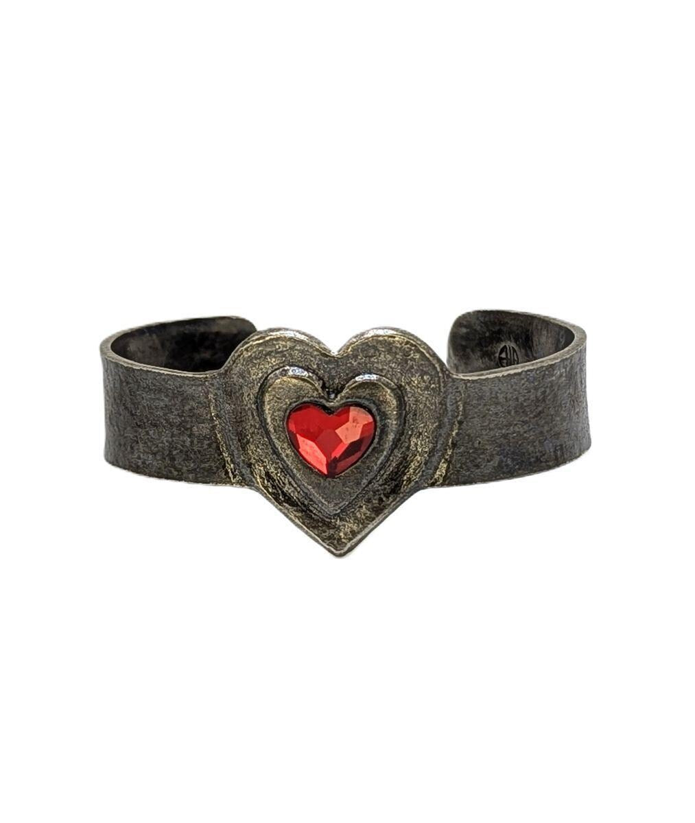 Loving Heart Pewter Cuff Bracelet