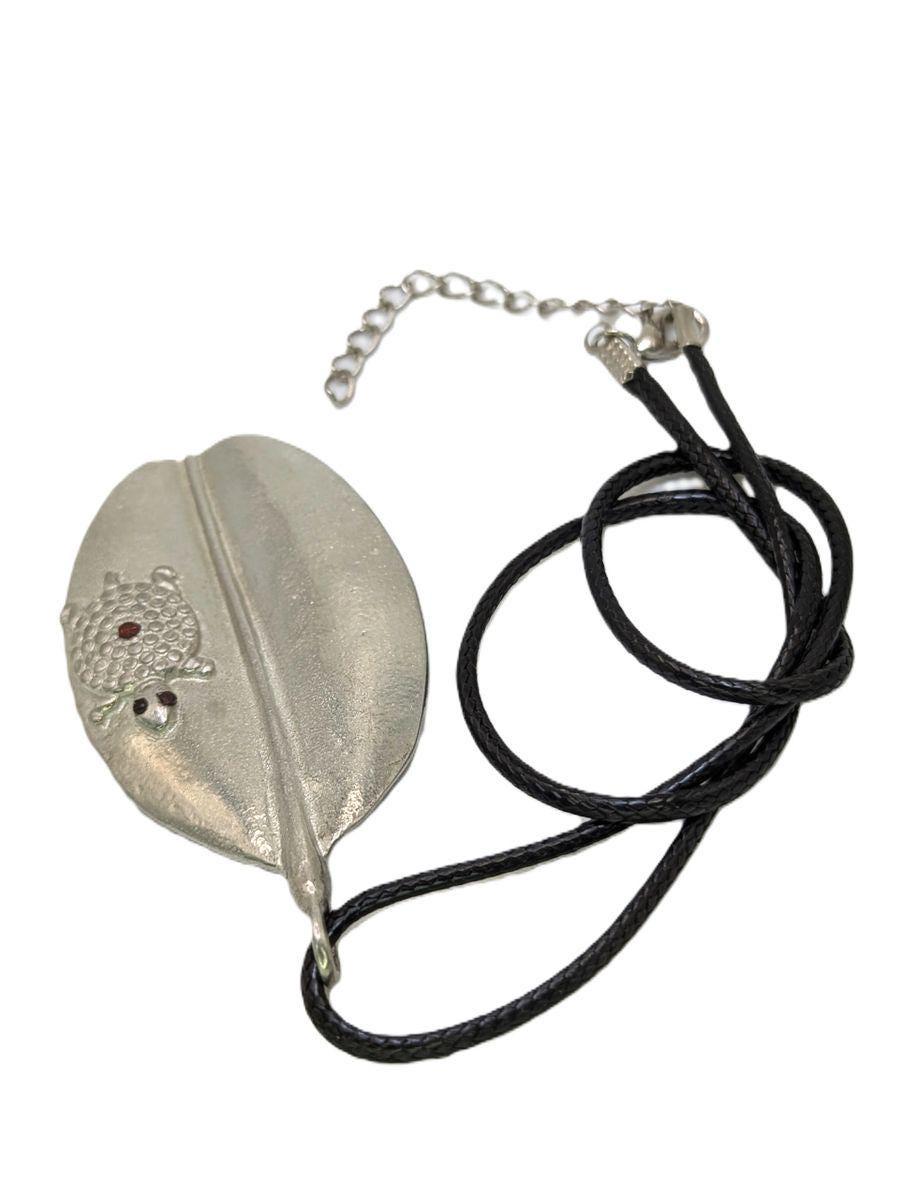 Turtle on Mangrove Leaf Pewter Pendant