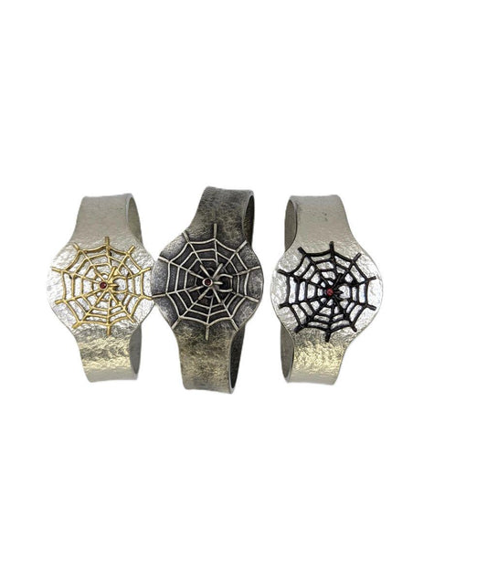Quirky Spider Web Pewter Cuff Bracelet bracelet Urban Style