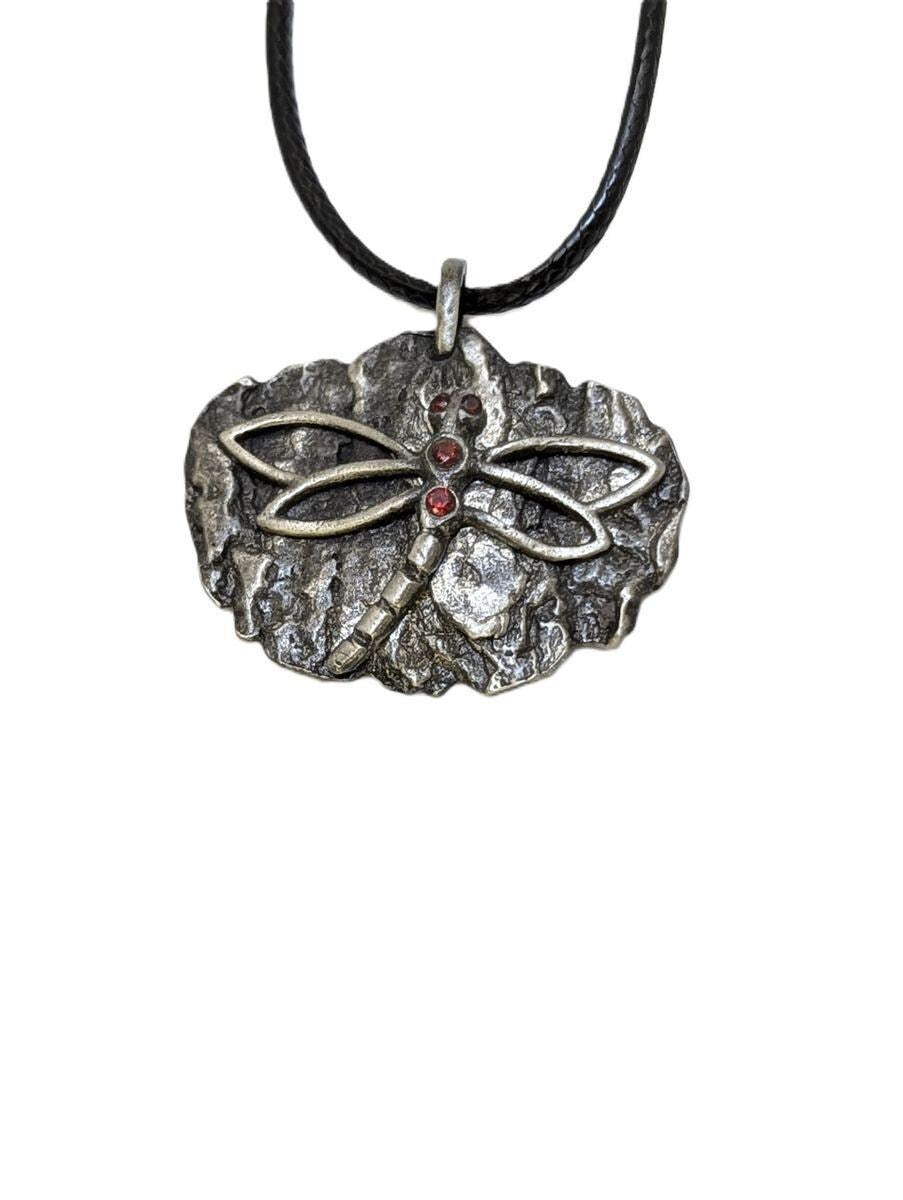 Dragonfly on Bark Pewter Pendant Inspired by Nature