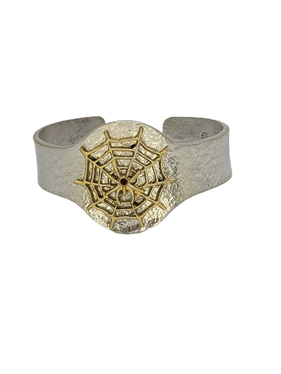 Quirky Spider Web Pewter Cuff Bracelet bracelet Urban Style