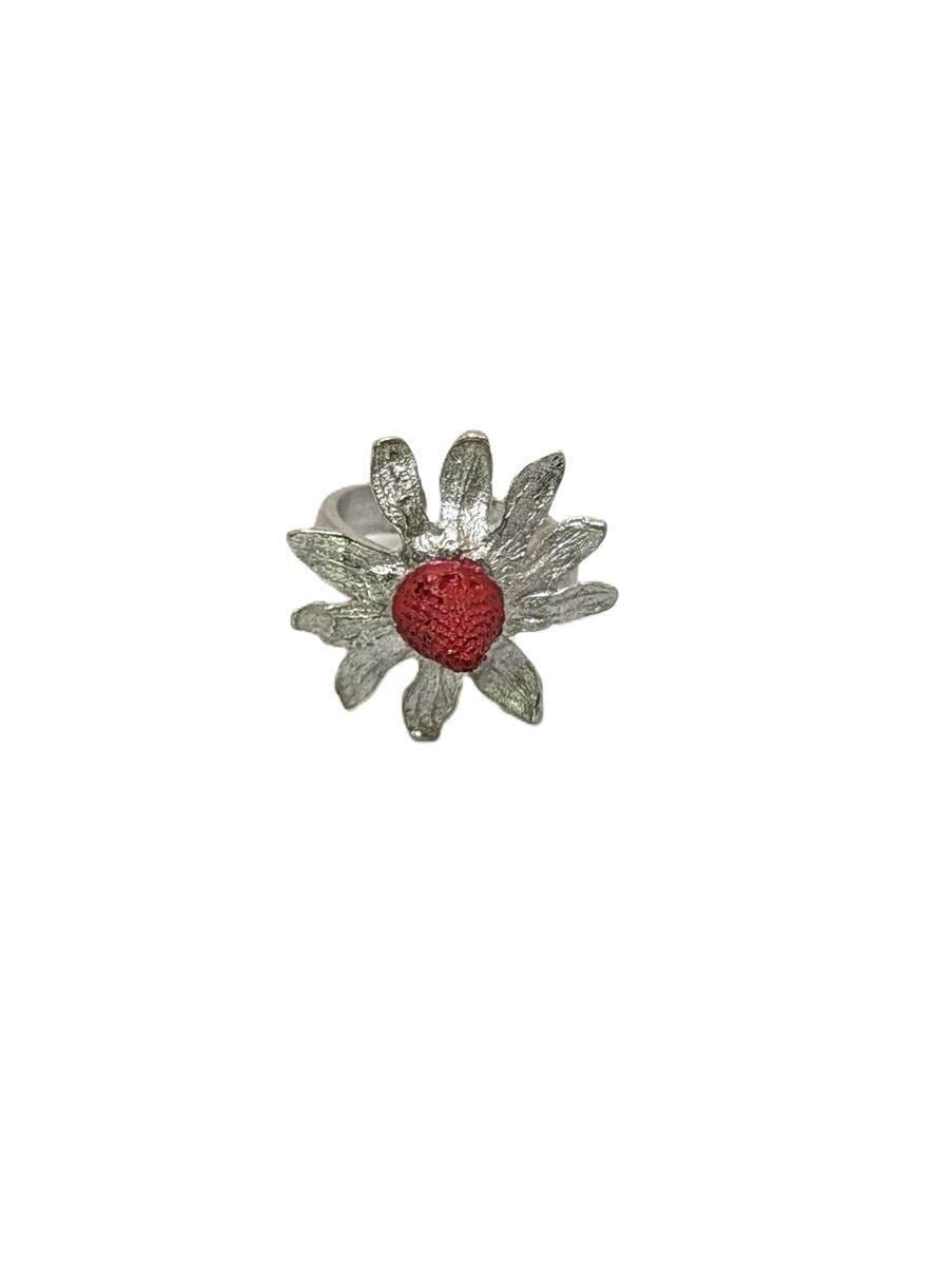 Unique Strawberry Pewter Adjustable Ring Inspired by Nature