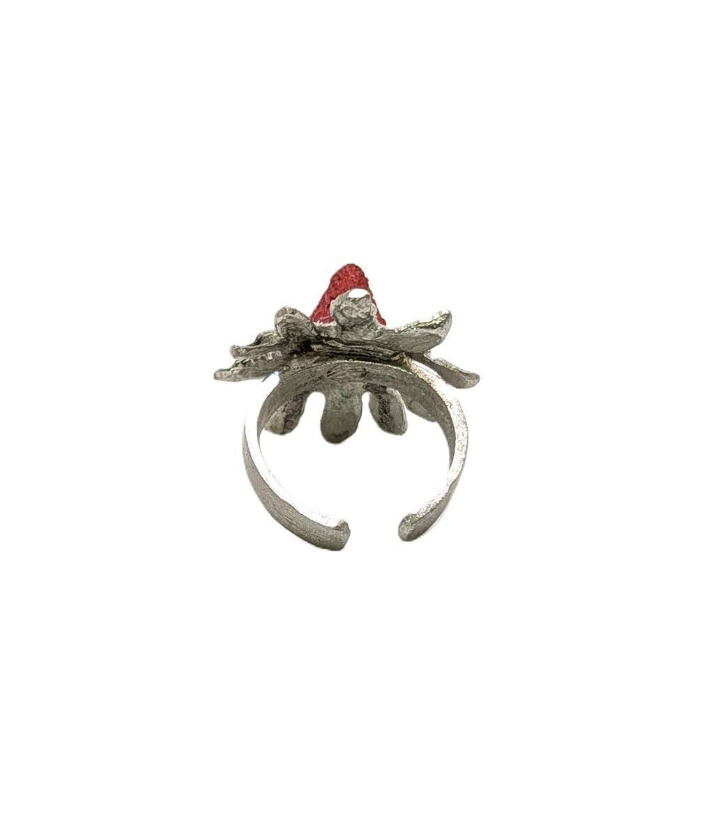 Unique Strawberry Pewter Adjustable Ring Inspired by Nature