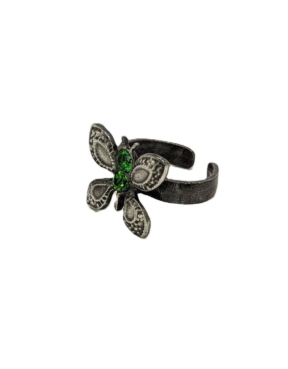 Elegant Butterfly Pewter Adjustable Ring