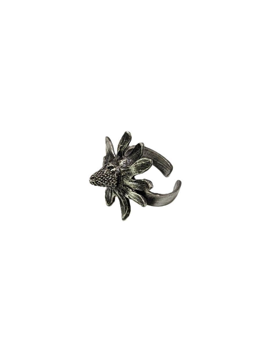 Unique Strawberry Pewter Adjustable Ring Inspired by Nature