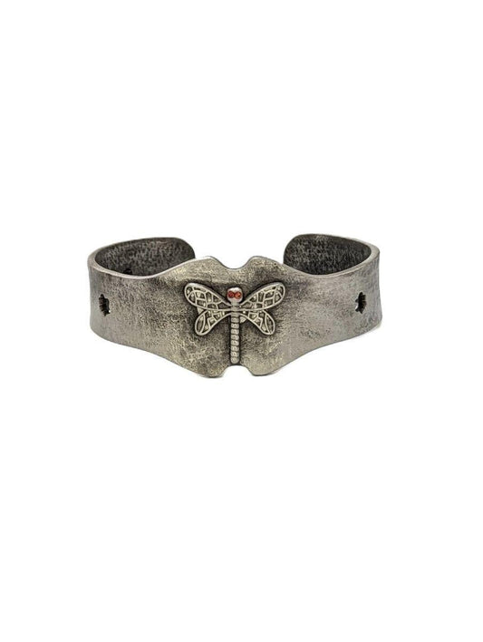 Chic Pewter Dragonfly Cuff Bracelet