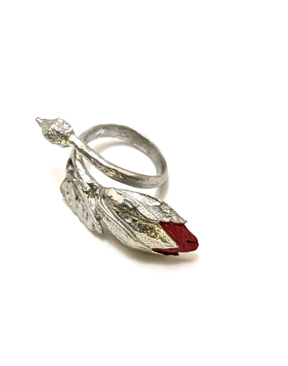 Nature Inspired Hibiscus Pewter Adjustable Ring