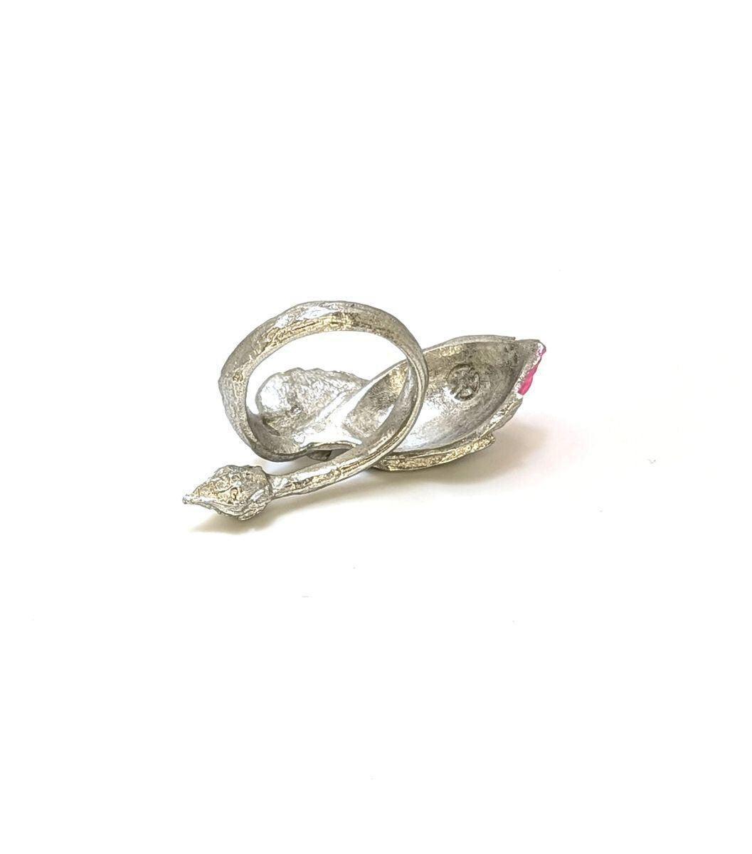 Nature Inspired Hibiscus Pewter Adjustable Ring