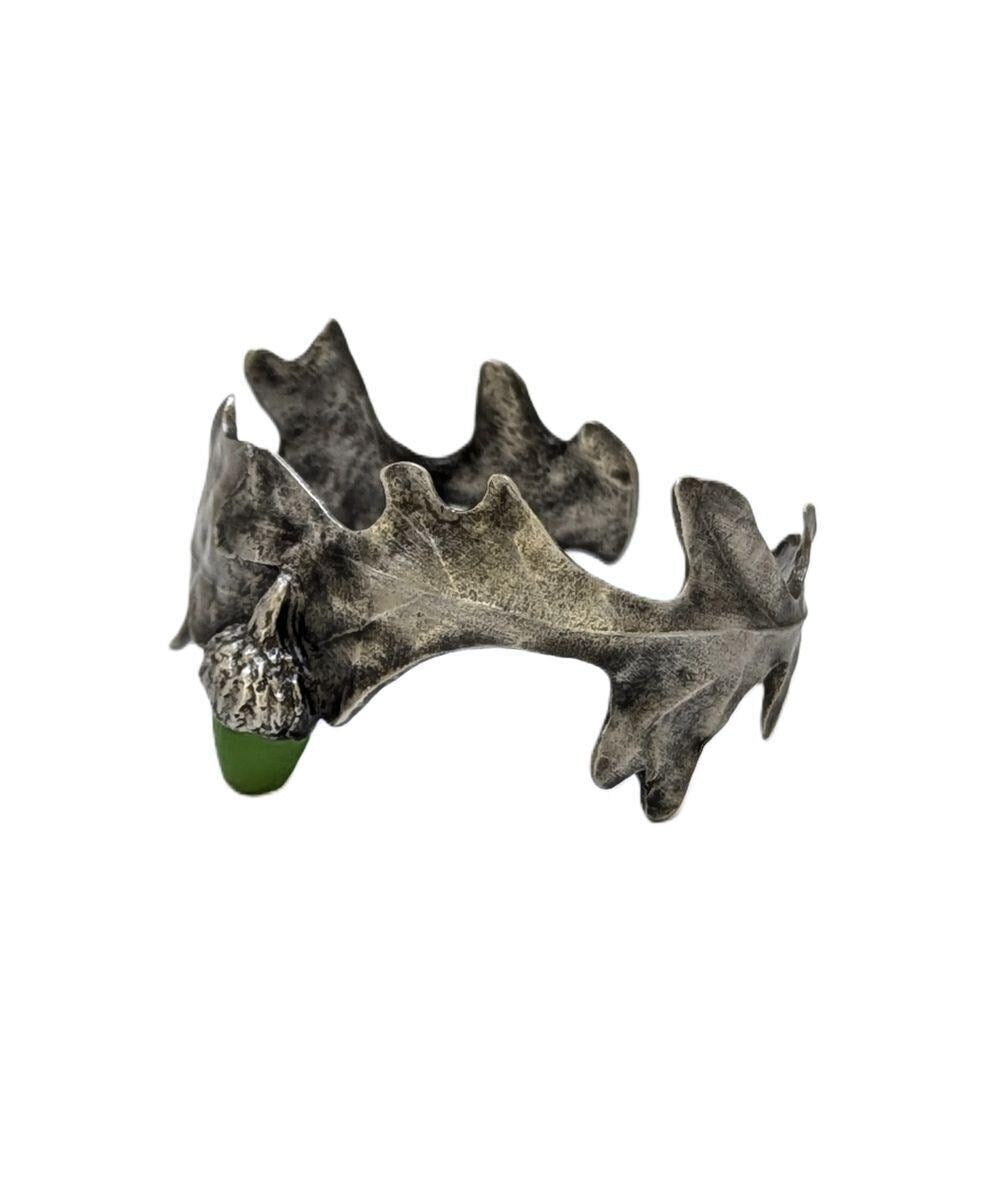 Stylish Oak Pewter Cuff Bracelet Inspired by Nature