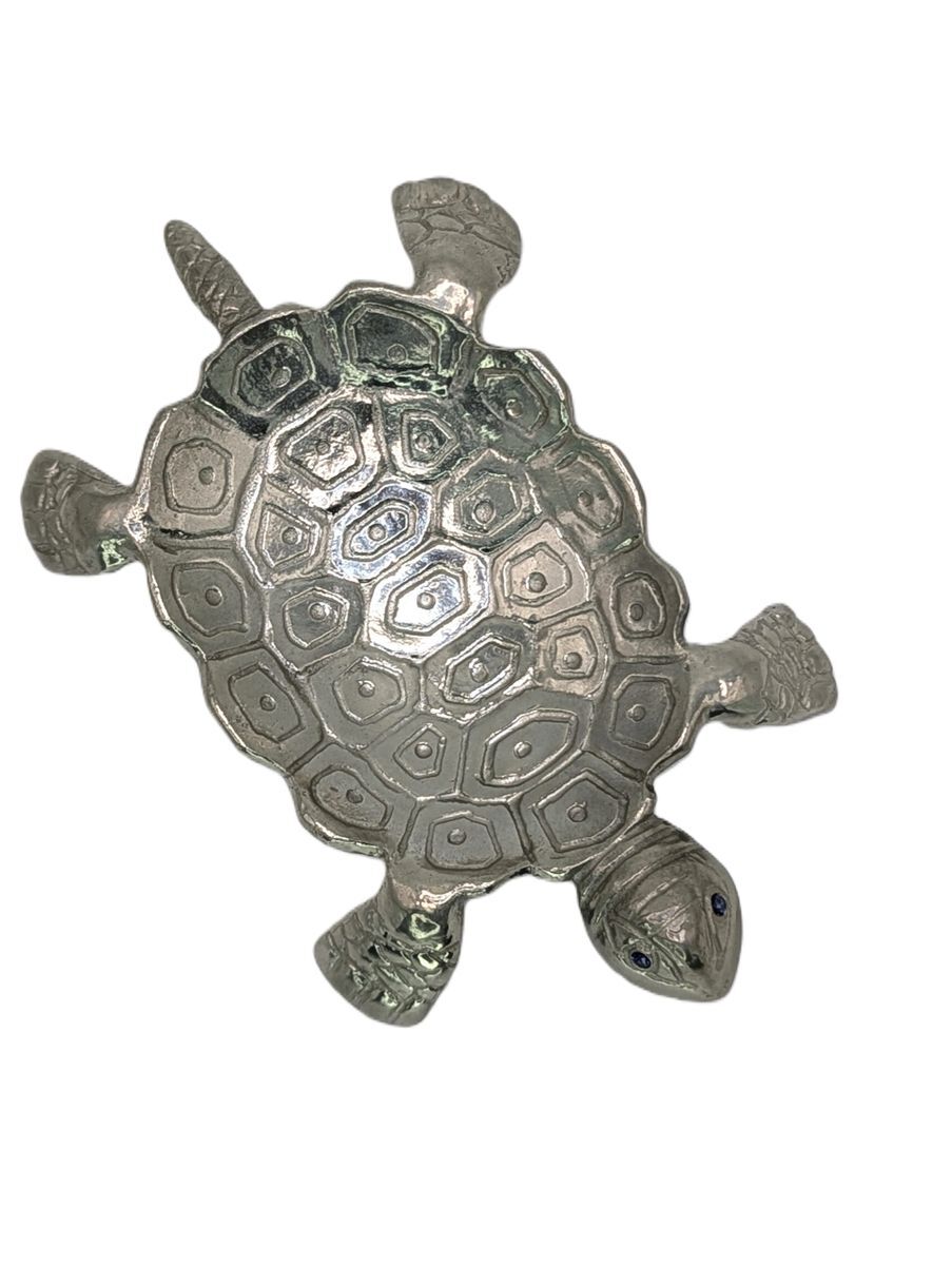 Small Pewter Turtle Dish Decor