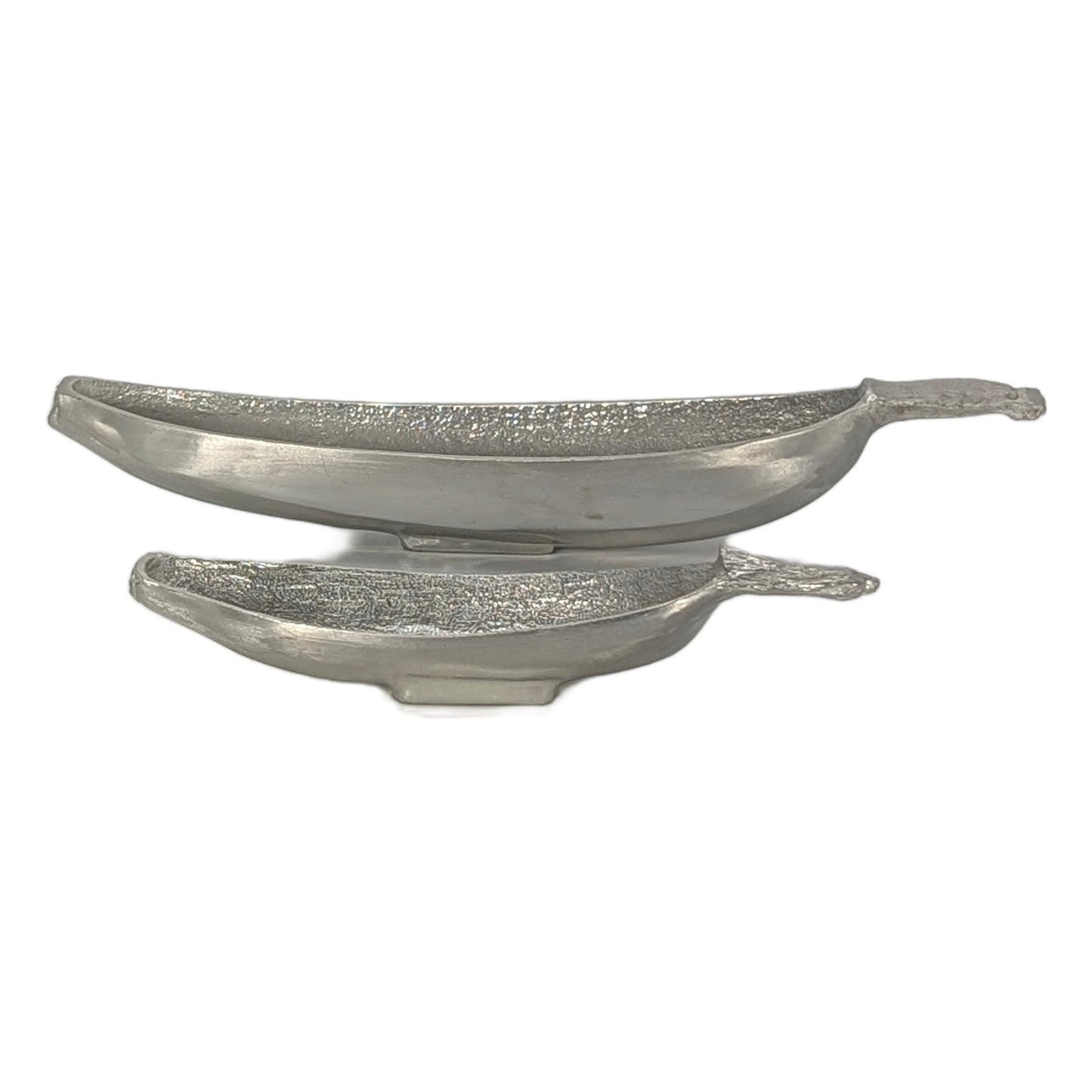 Botanical Pewter Trinket Set Handcrafted Banana Catch all Bowls Unique Tropical Centerpiece
