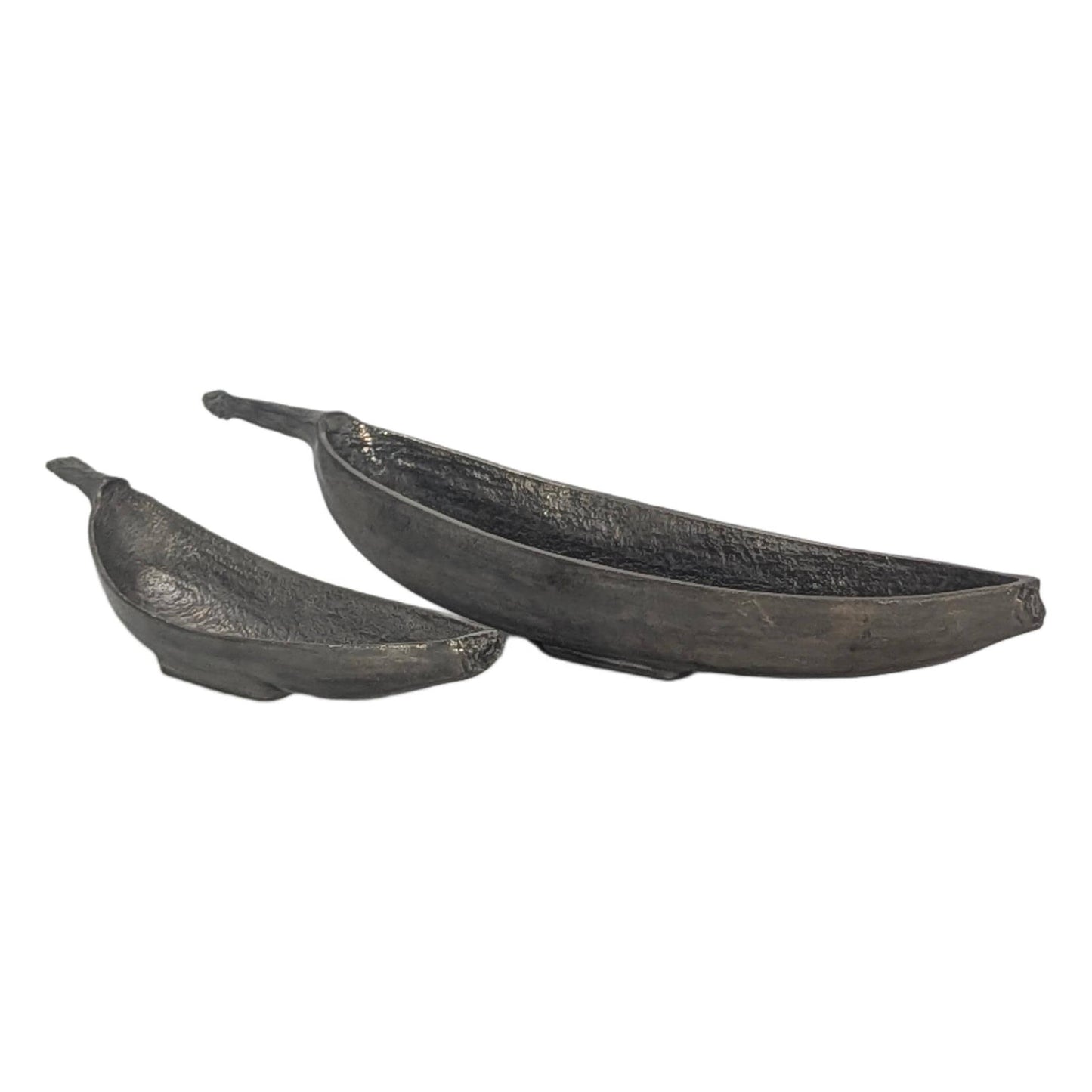 Botanical Pewter Trinket Set Handcrafted Banana Catch all Bowls Unique Tropical Centerpiece