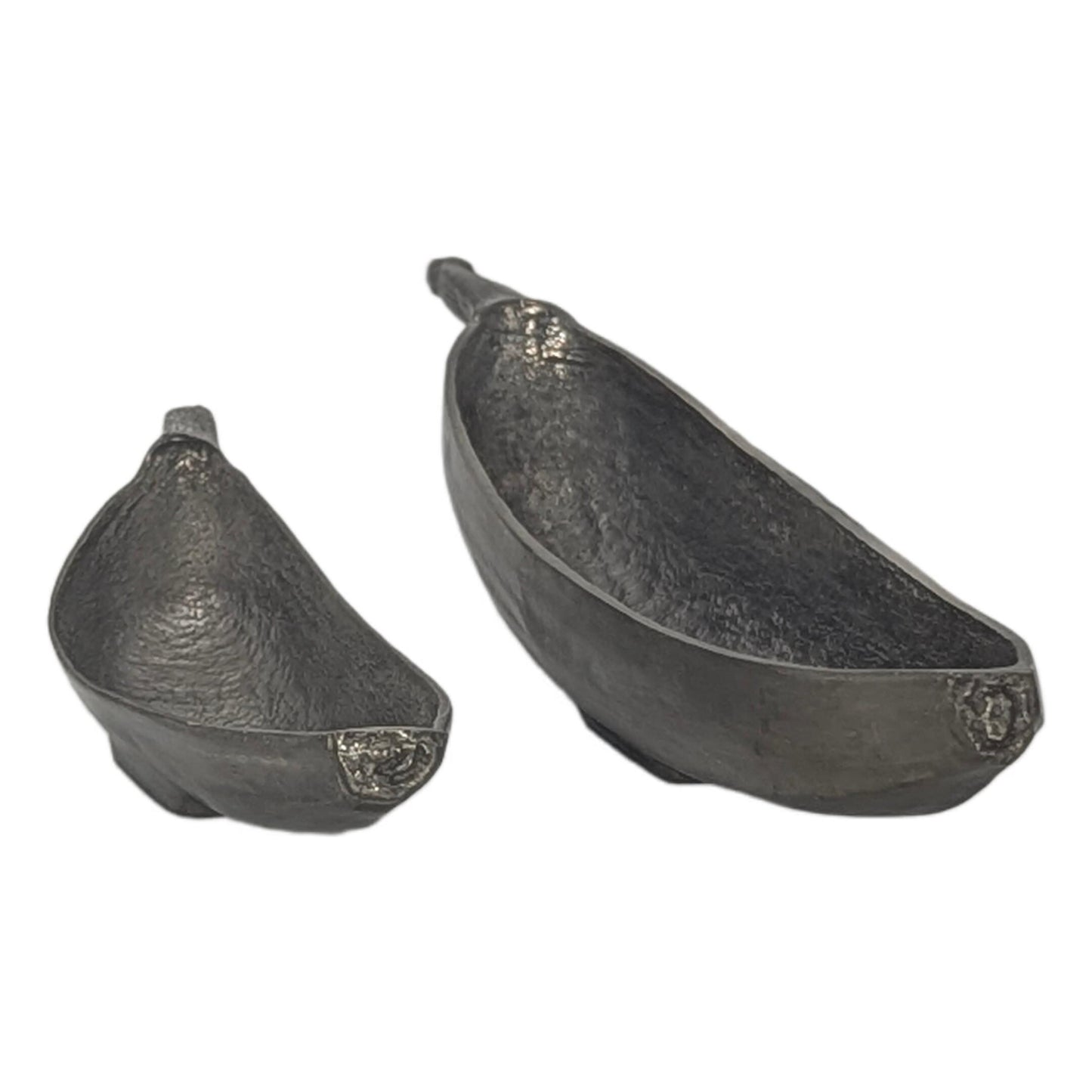 Botanical Pewter Trinket Set Handcrafted Banana Catch all Bowls Unique Tropical Centerpiece