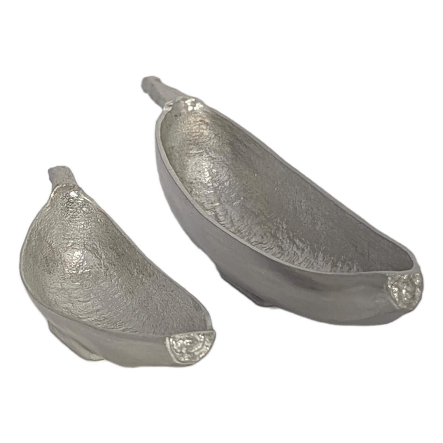 Botanical Pewter Trinket Set Handcrafted Banana Catch all Bowls Unique Tropical Centerpiece