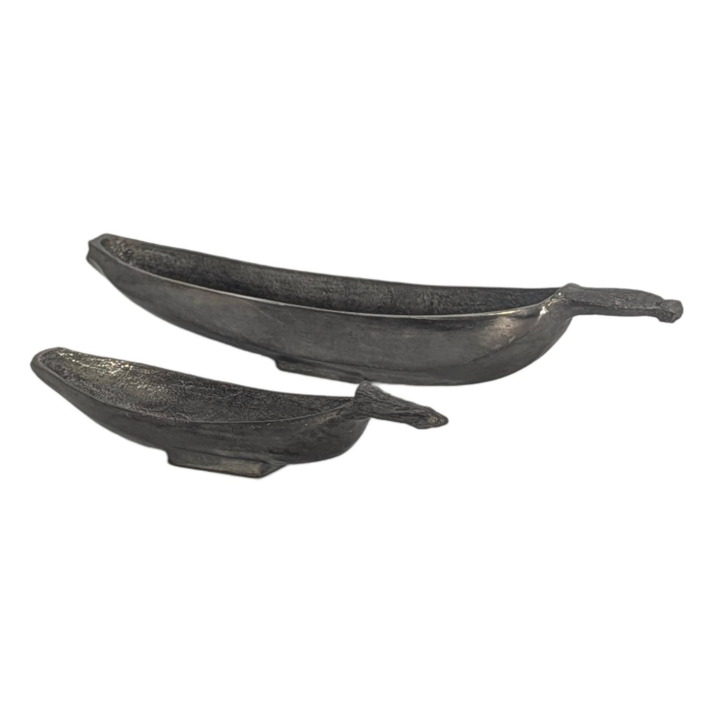 Botanical Pewter Trinket Set Handcrafted Banana Catch all Bowls Unique Tropical Centerpiece