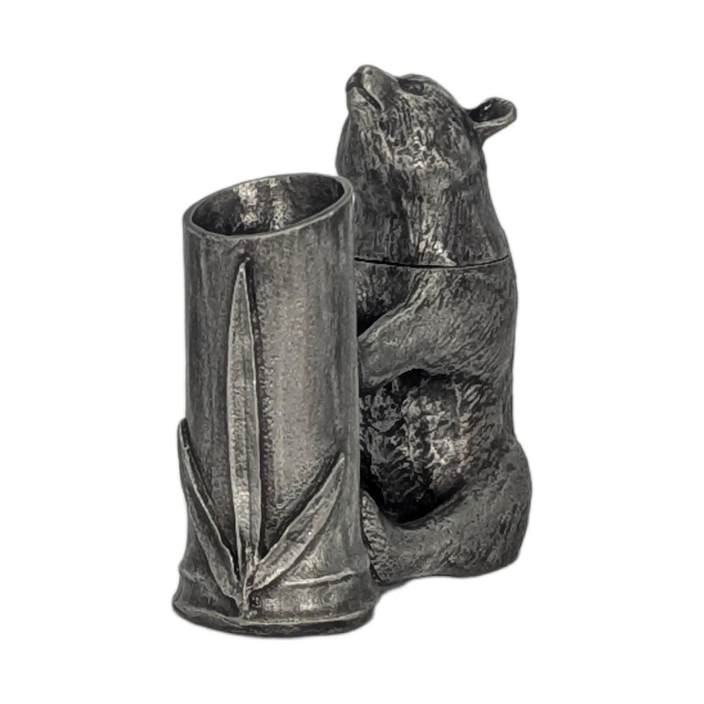 Giant Panda Bamboo Unique Pewter Pen Holder & Hideout Box Decor