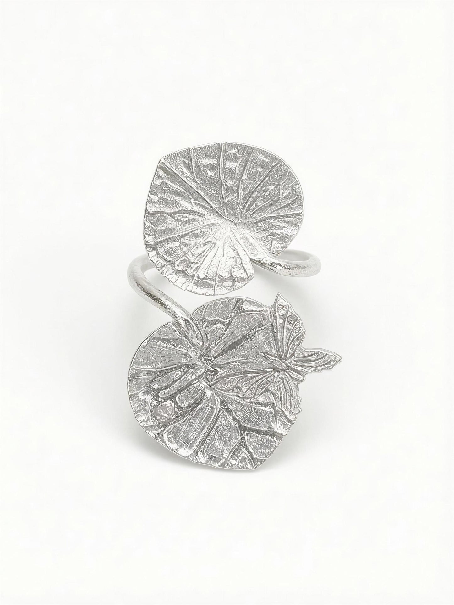 Pewter Water Lily Adjustable Napkin Ring Nature Inspired Table Decor Set of 4