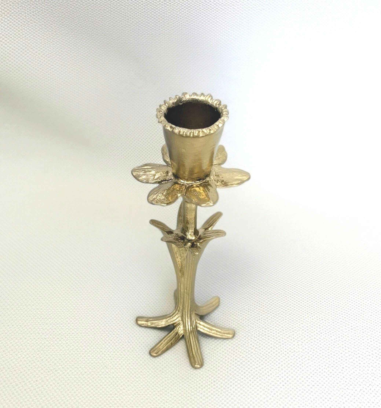 Daffodil Botanical Pewter Taper Candle Holder Home Decor Inspired by Nature
