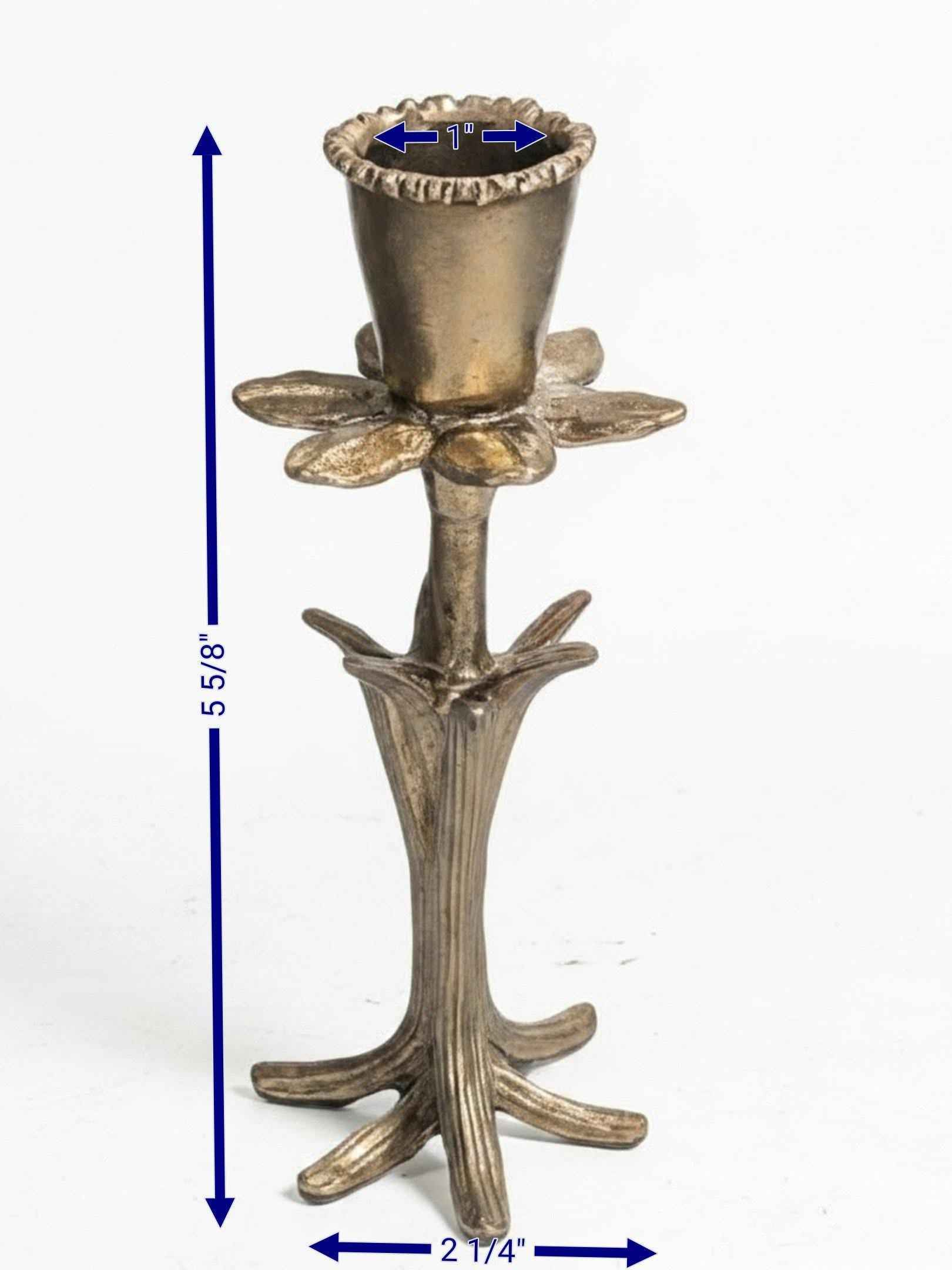 Daffodil Botanical Pewter Taper Candle Holder Home Decor Inspired by Nature