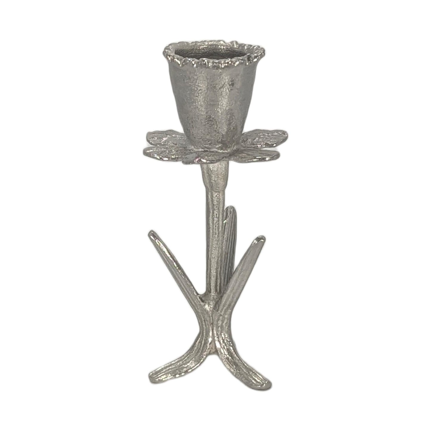 Daffodil Botanical Pewter Taper Candle Holder Home Decor Inspired by Nature