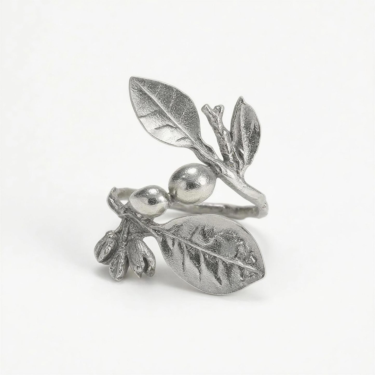 Lemon Pewter Napkin Ring Artisan Handcrafted Table Decor Set of 4
