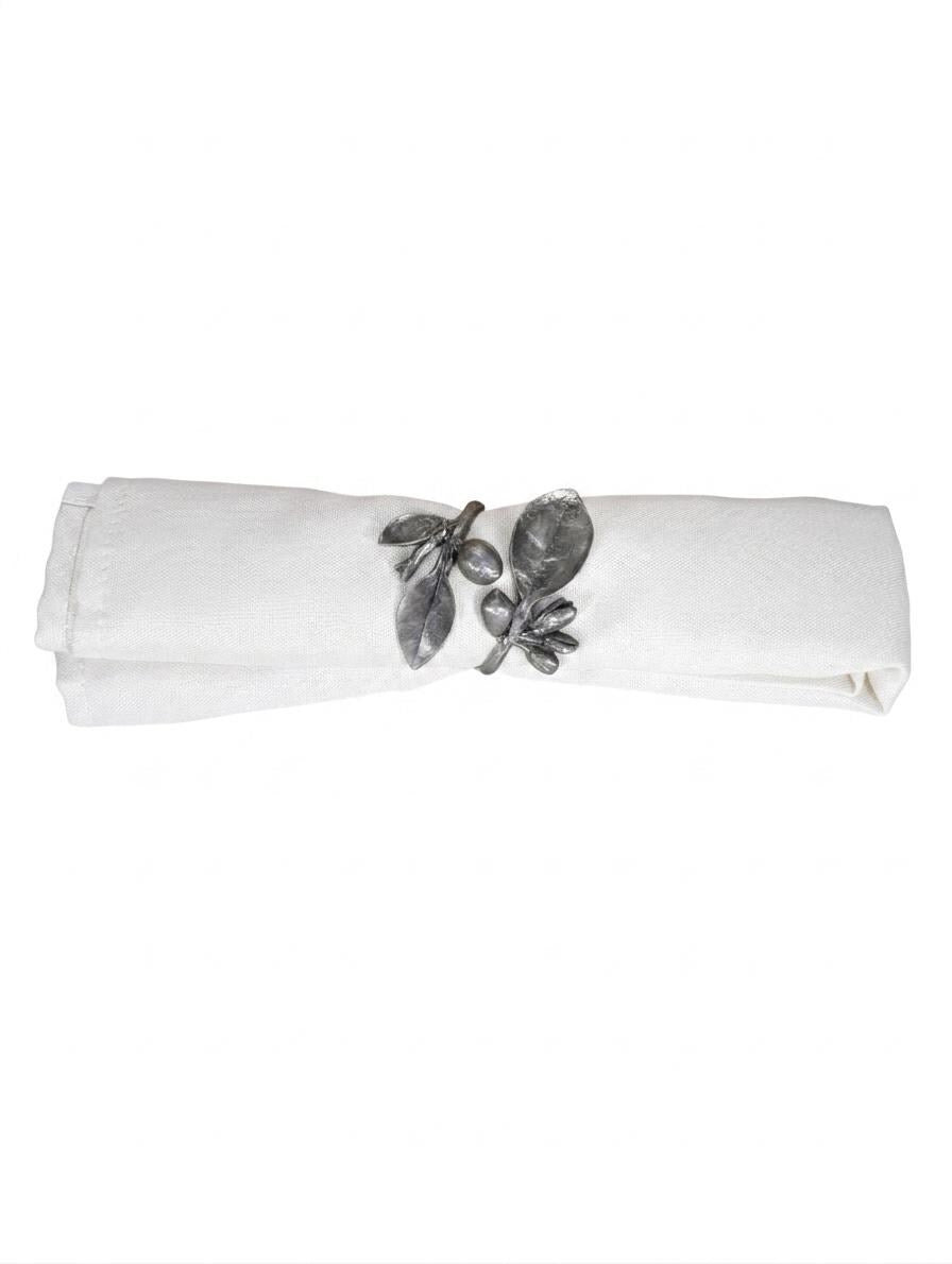 Lemon Pewter Napkin Ring Artisan Handcrafted Table Decor Set of 4