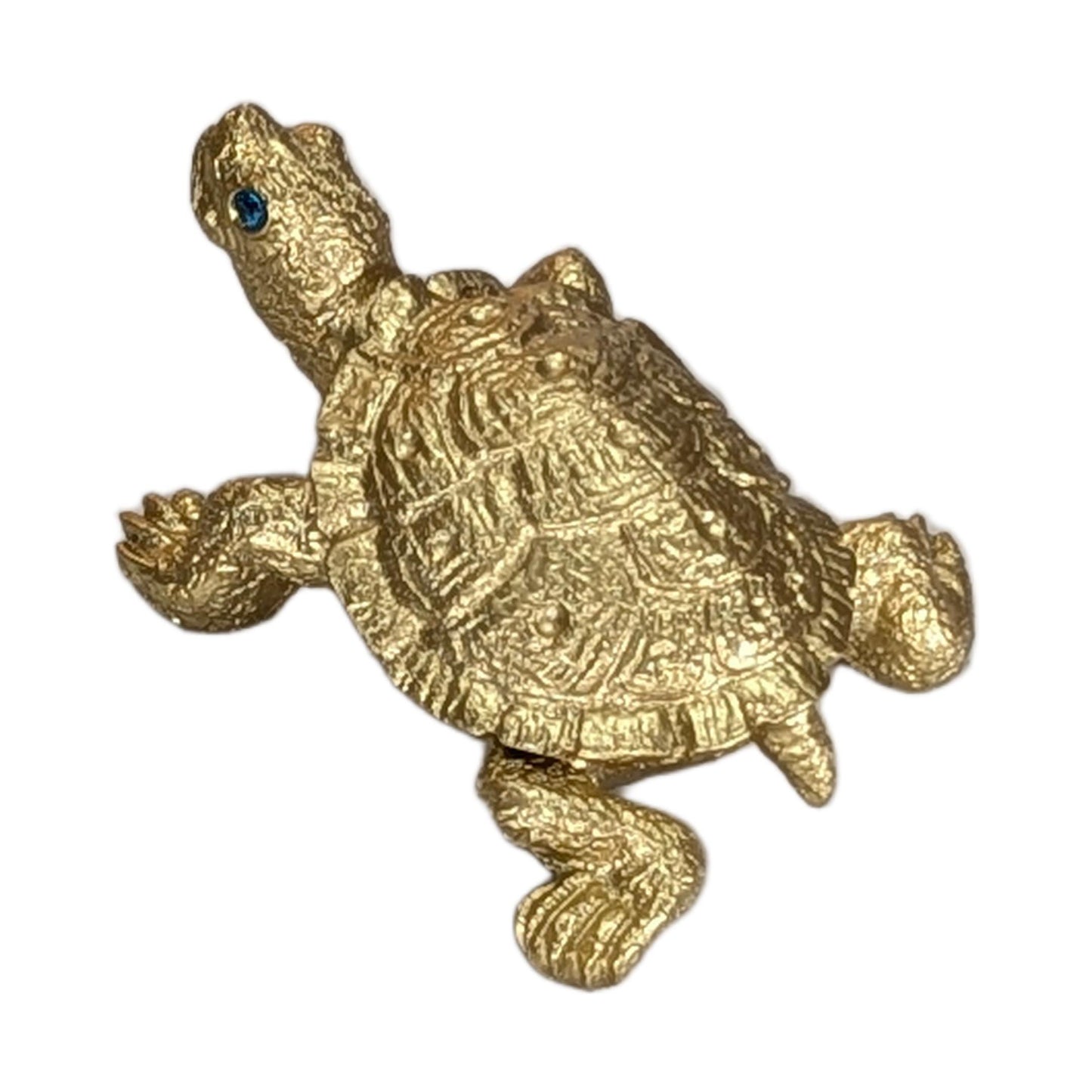 Pewter Turtle Trinket Box with Blue Topaz Eyes – Ring Holder Storage