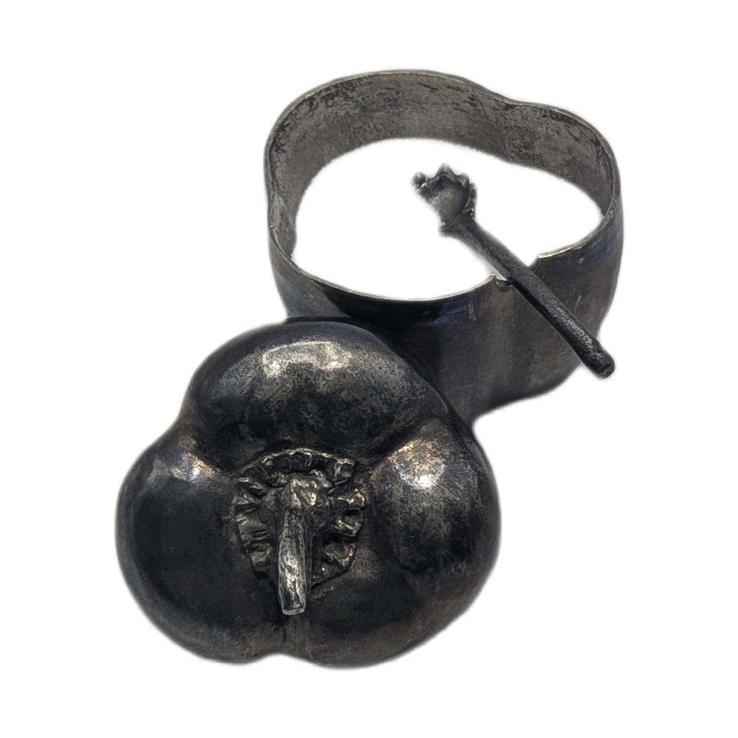 Handcrafted Pewter Salt Cellar Bell Pepper Spice Bowl with Spoon