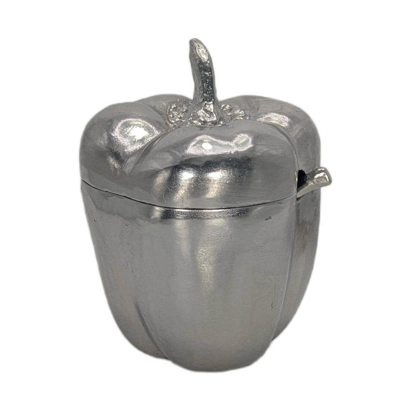 Handcrafted Pewter Salt Cellar Bell Pepper Spice Bowl with Spoon
