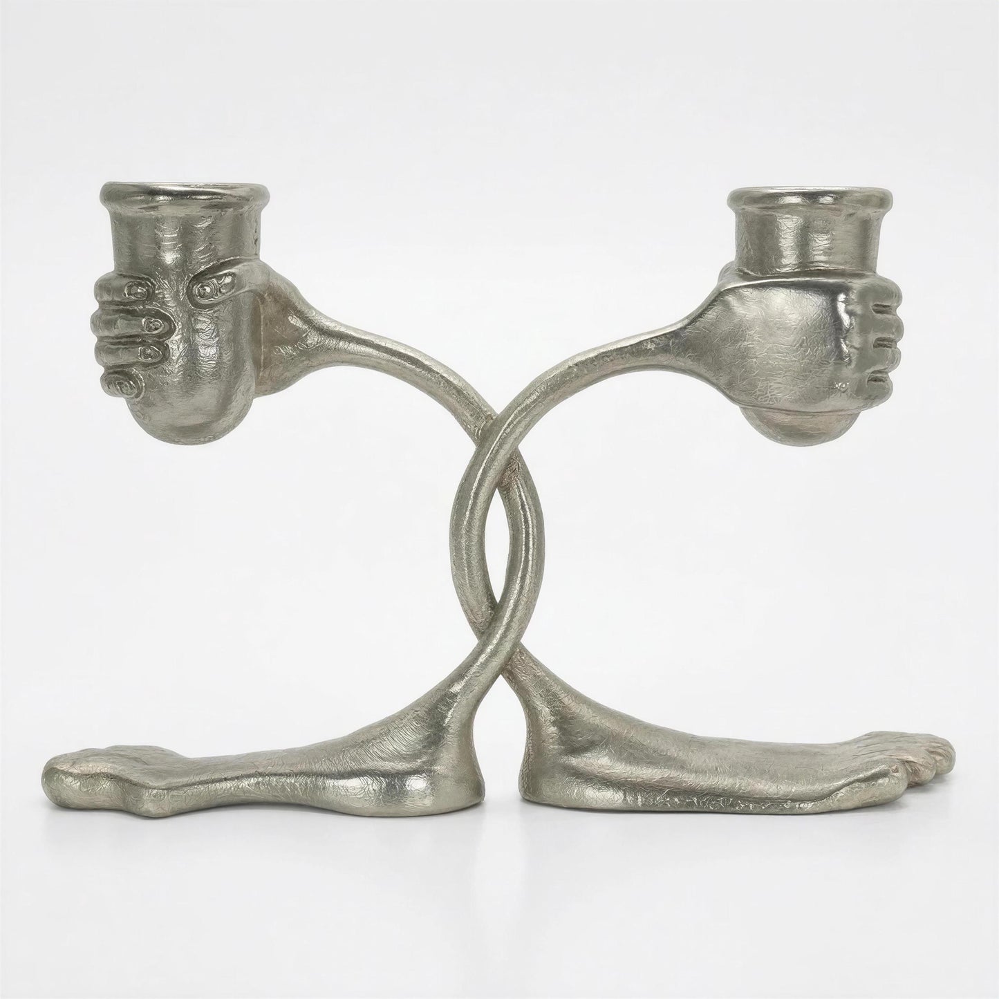 Step Into The Light Handcrafted Surrealist Pewter Candle Holder