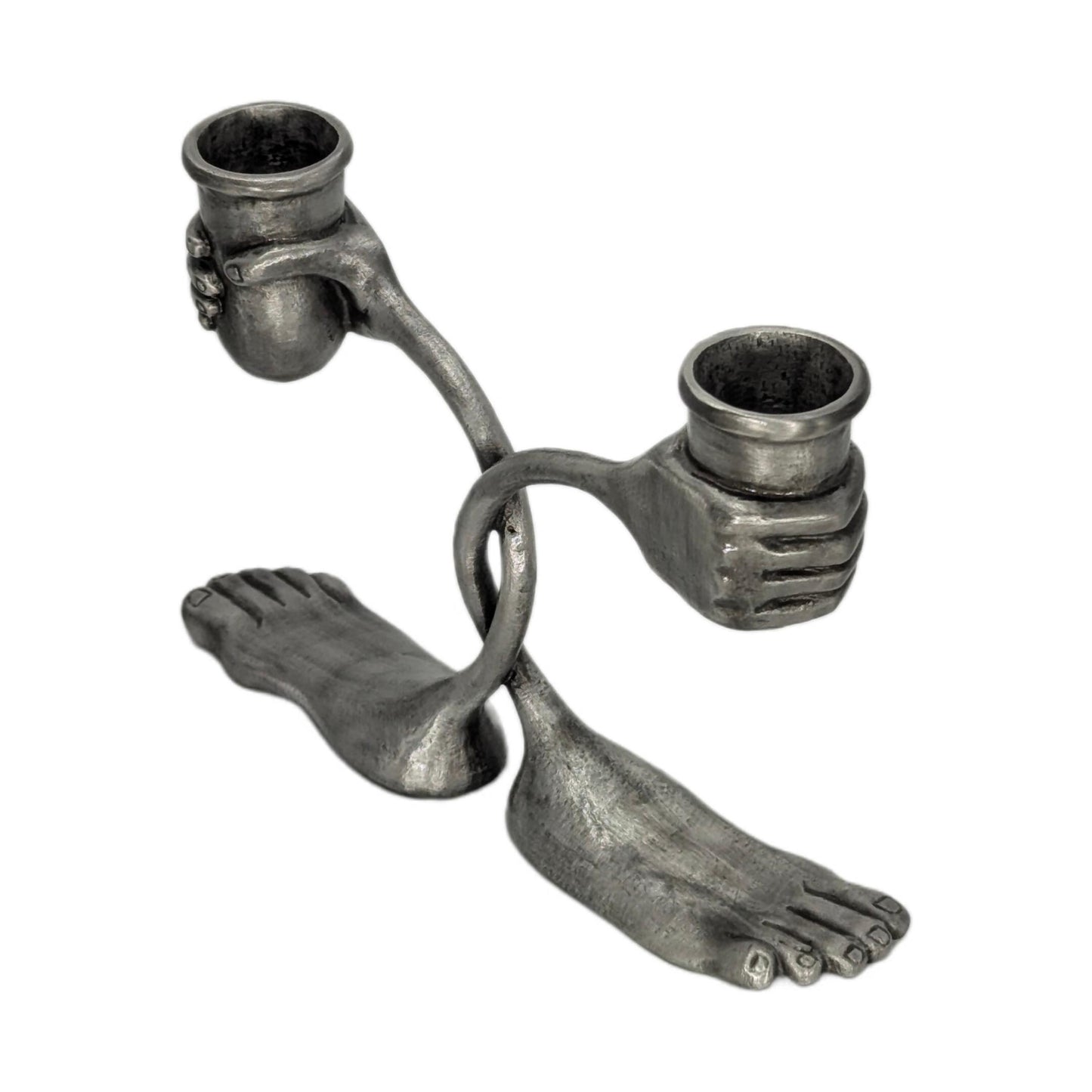 Step Into The Light Handcrafted Surrealist Pewter Candle Holder