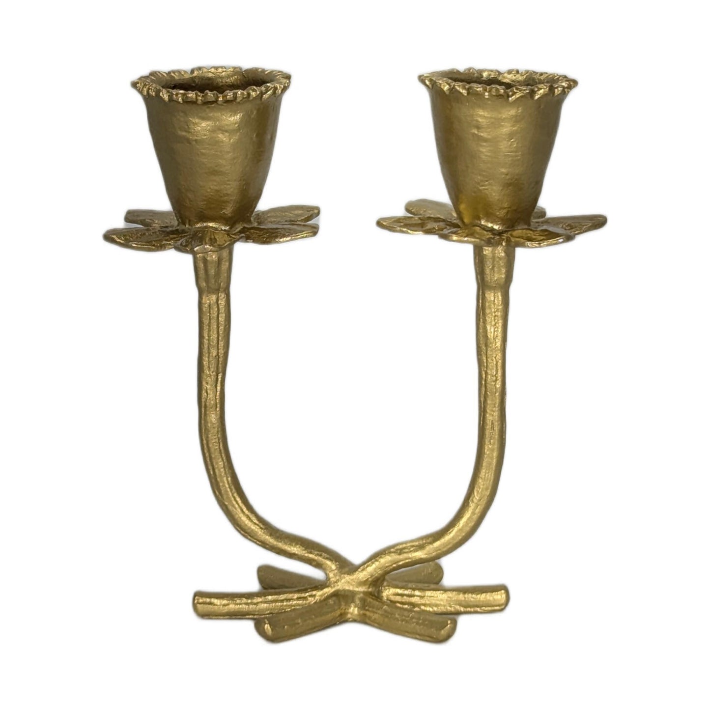 Daffodil Minimalist Pewter Double Candlestick Holder Inspired by Nature.