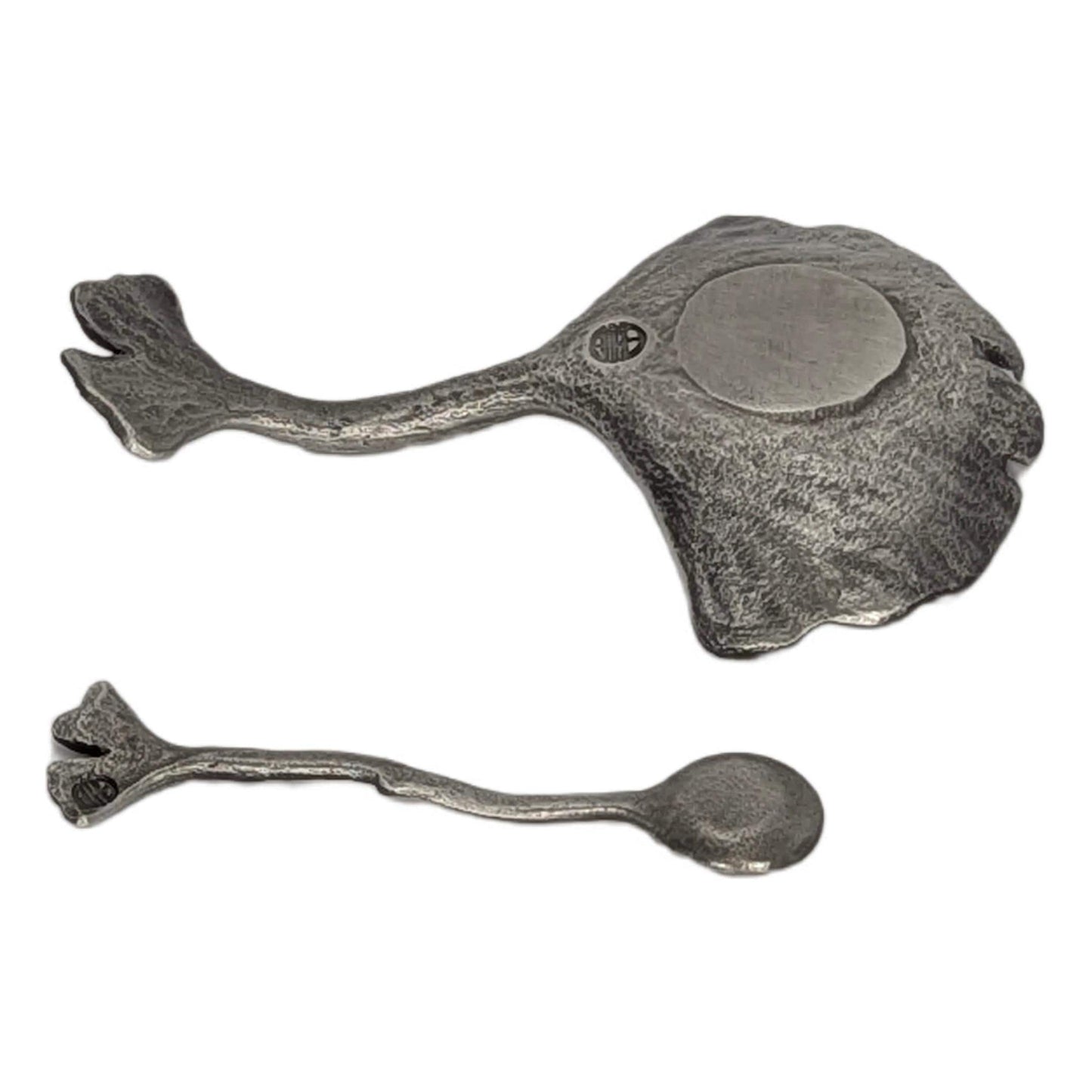 Pewter Ginkgo Salt Cellar Set Botanical Spice Dish with Small Spoon Nature Lover Gift