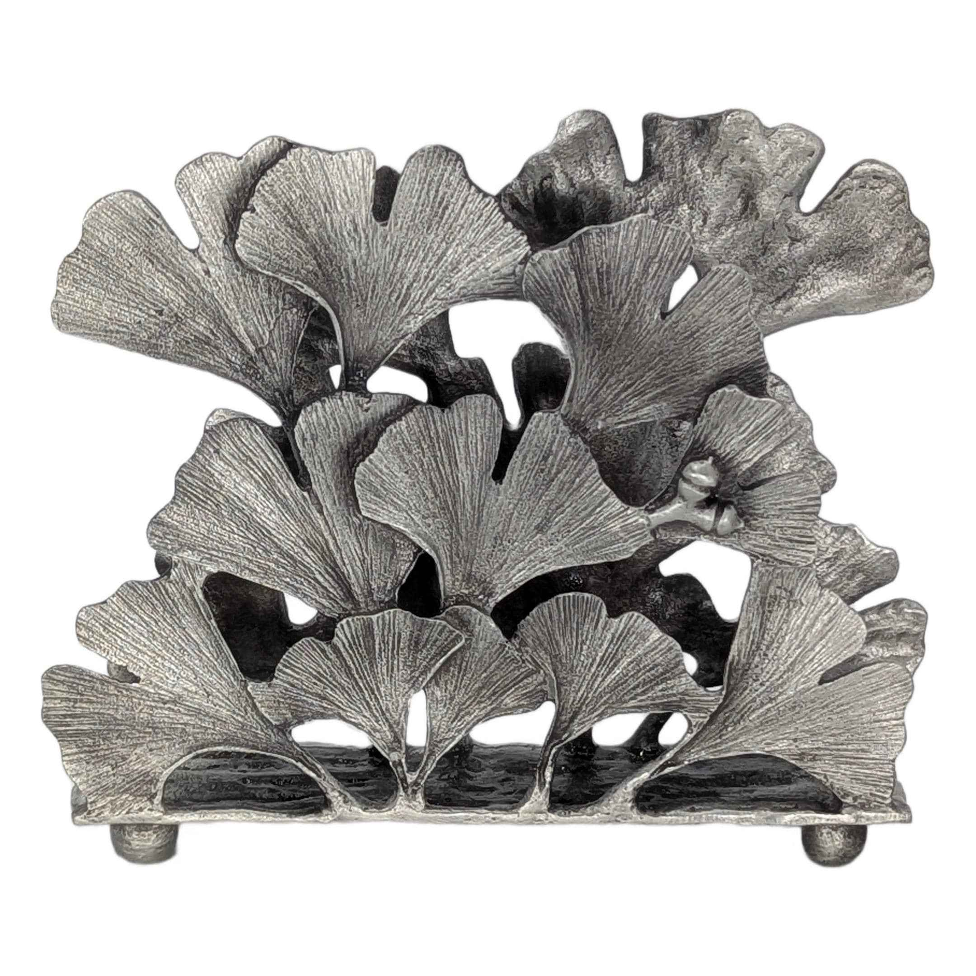 Ginkgo Pewter Napkin Holder Letter Organizer Home and Desk Decor Inspired by Nature