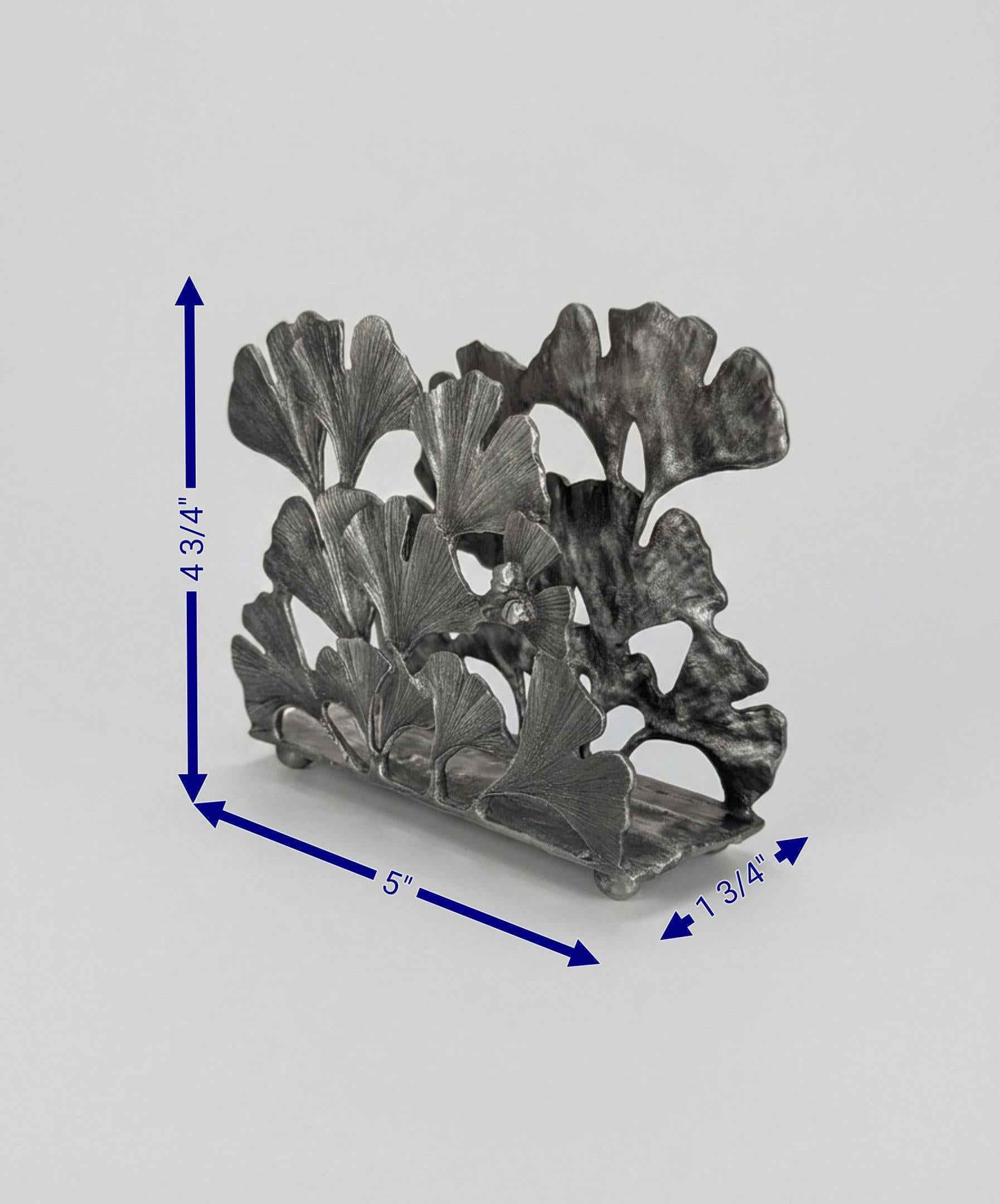 Ginkgo Pewter Napkin Holder Letter Organizer Home and Desk Decor Inspired by Nature