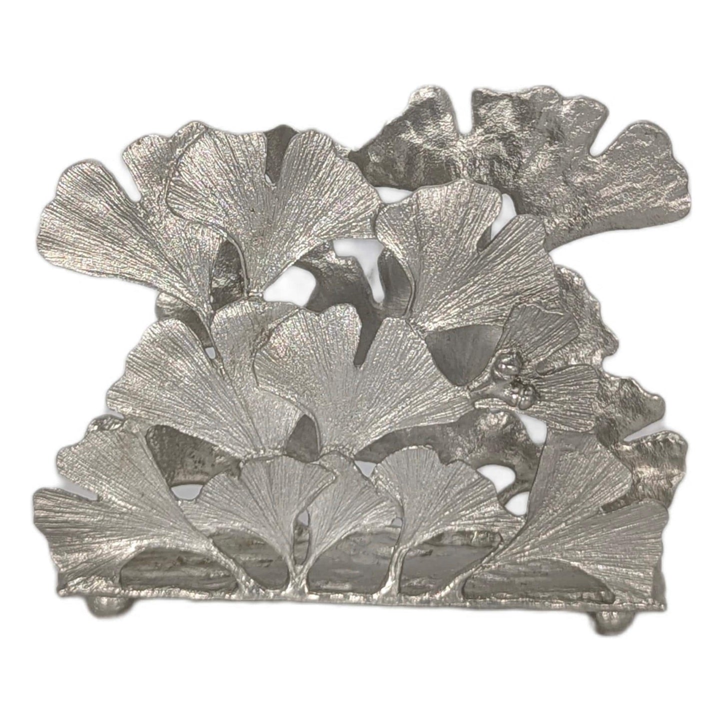 Ginkgo Pewter Napkin Holder Letter Organizer Home and Desk Decor Inspired by Nature
