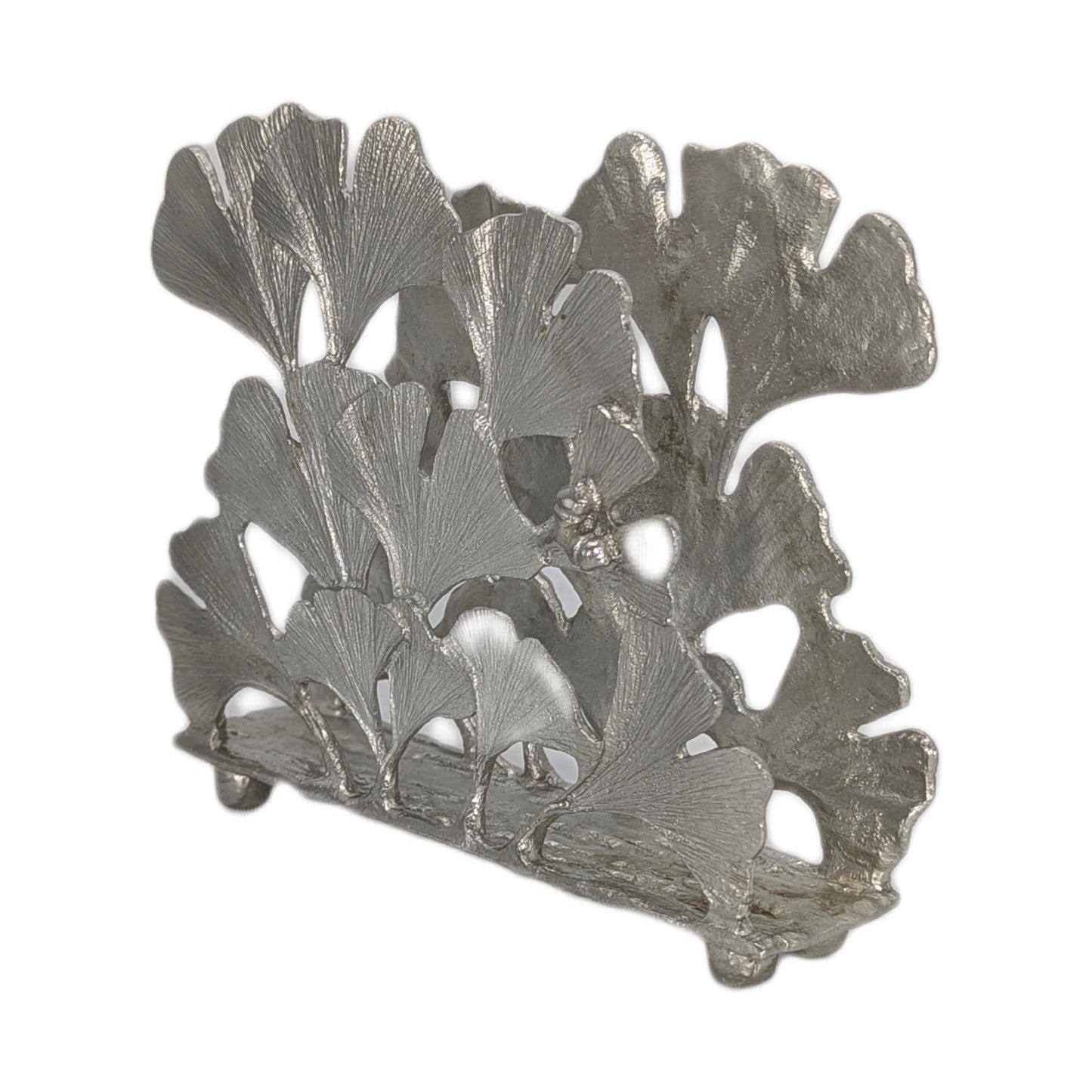 Ginkgo Pewter Napkin Holder Letter Organizer Home and Desk Decor Inspired by Nature