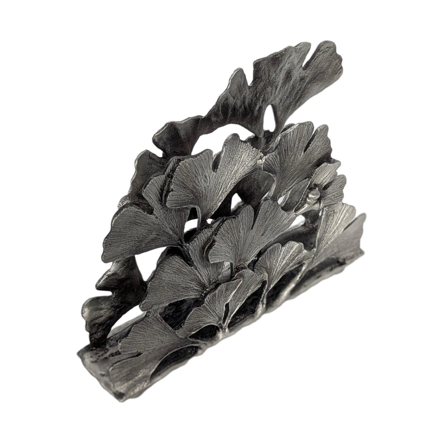 Ginkgo Pewter Napkin Holder Letter Organizer Home and Desk Decor Inspired by Nature