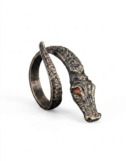 The Ancient Gator Textured Bronze Statement Adjustable Ring