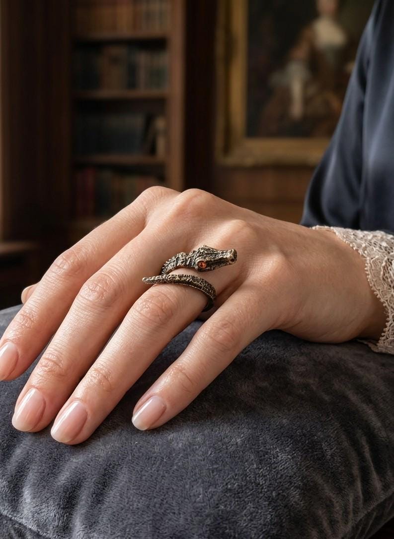 The Ancient Gator Textured Bronze Statement Adjustable Ring