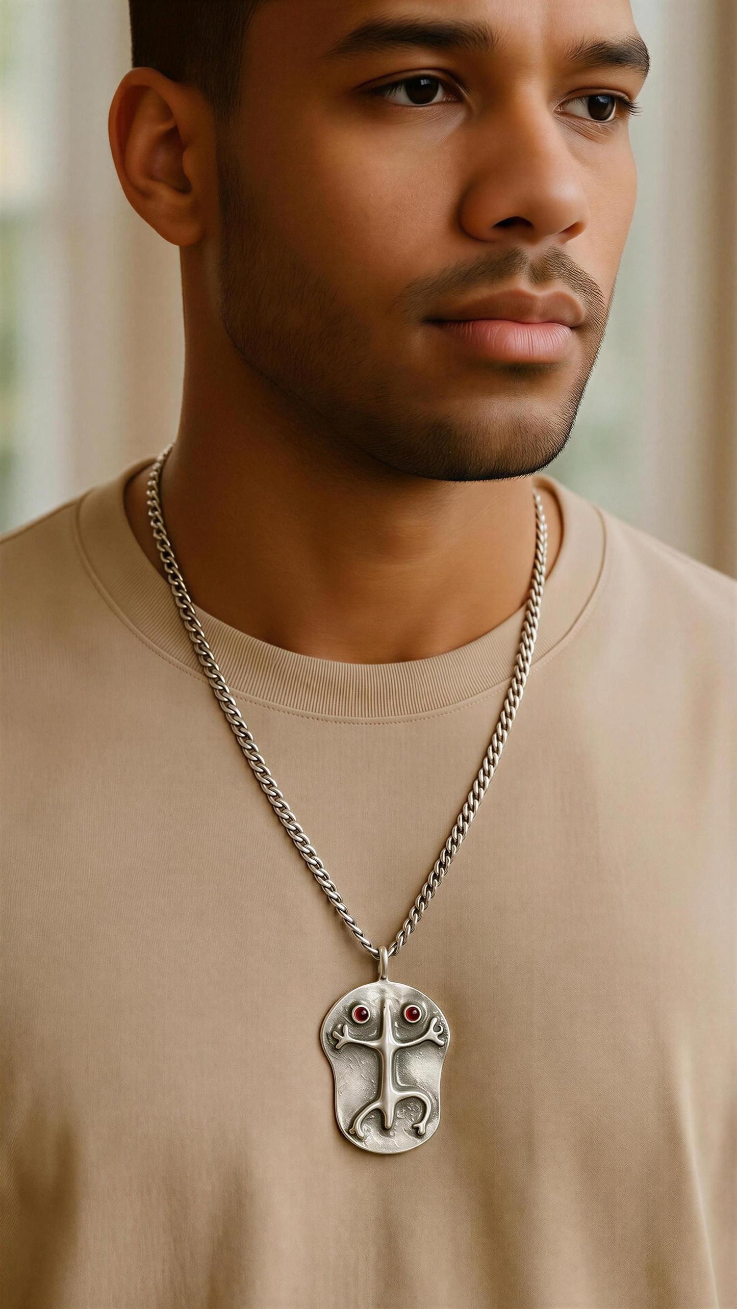 Handcrafted Coqui Symbol Pendant on 3.5 mm Cuban Links Chain