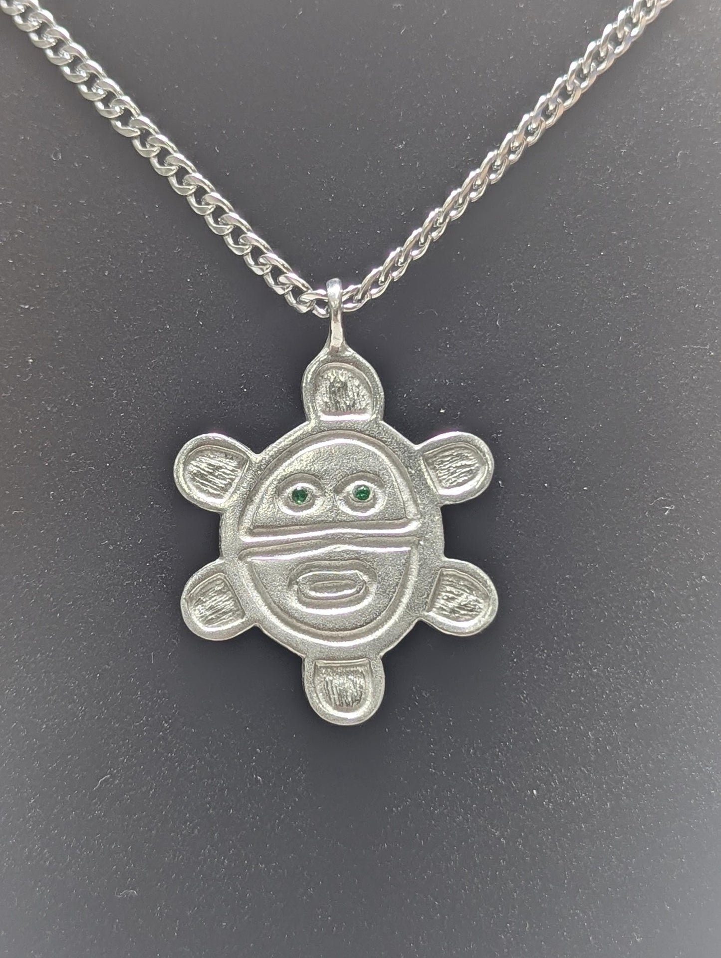 Artisan Sun Symbol Petroglyph Pendant on 3.5 mm Cuban Links chain