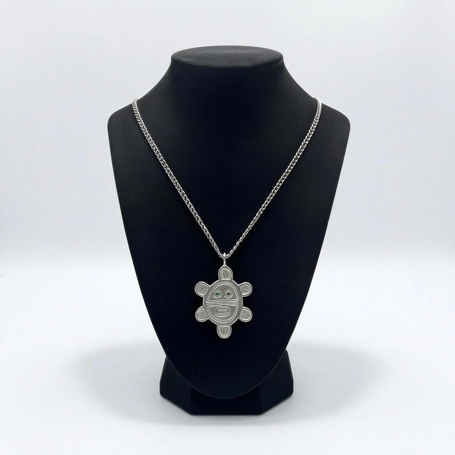 Artisan Sun Symbol Petroglyph Pendant on 3.5 mm Cuban Links chain