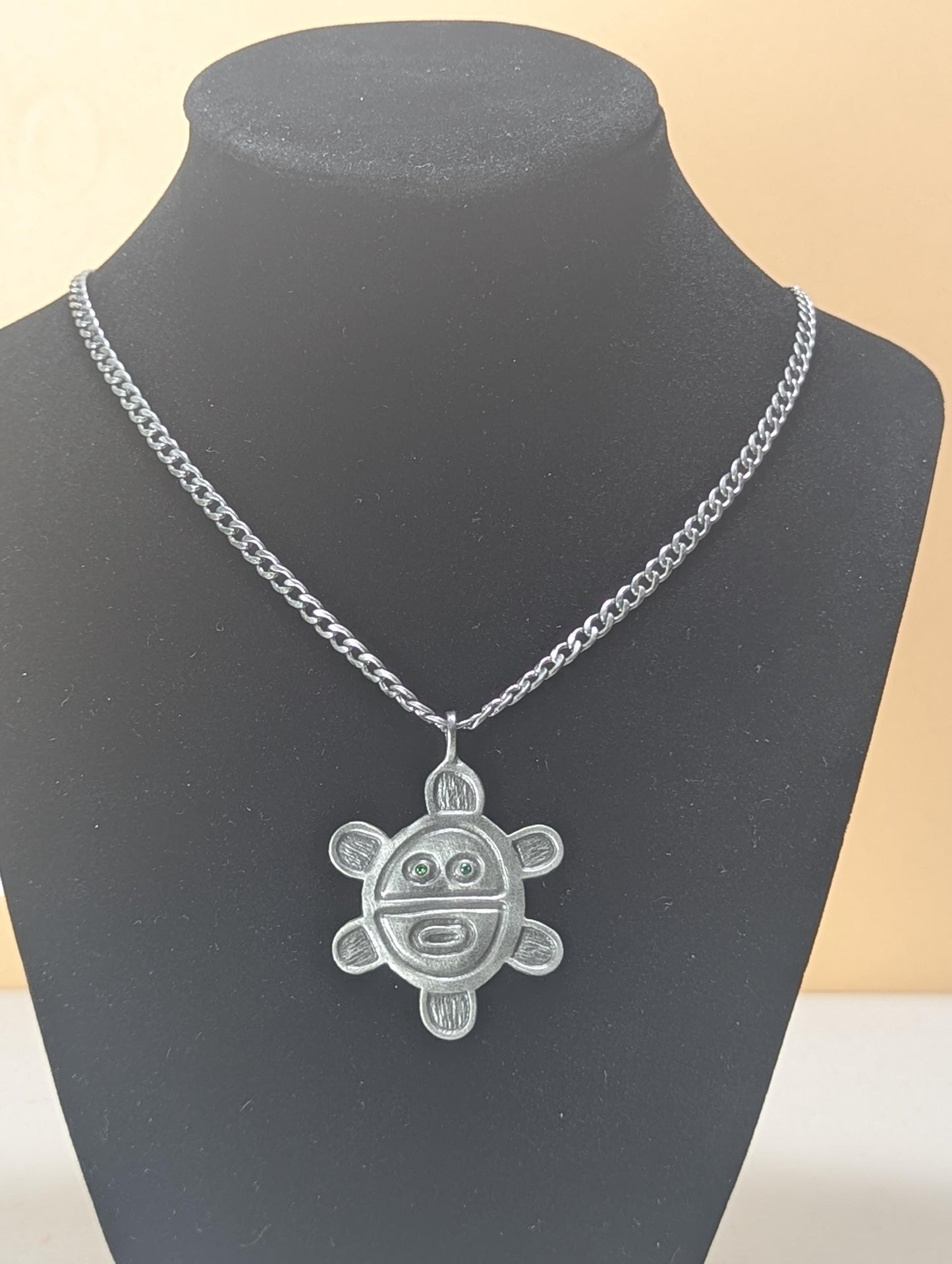 Artisan Sun Symbol Petroglyph Pendant on 3.5 mm Cuban Links chain