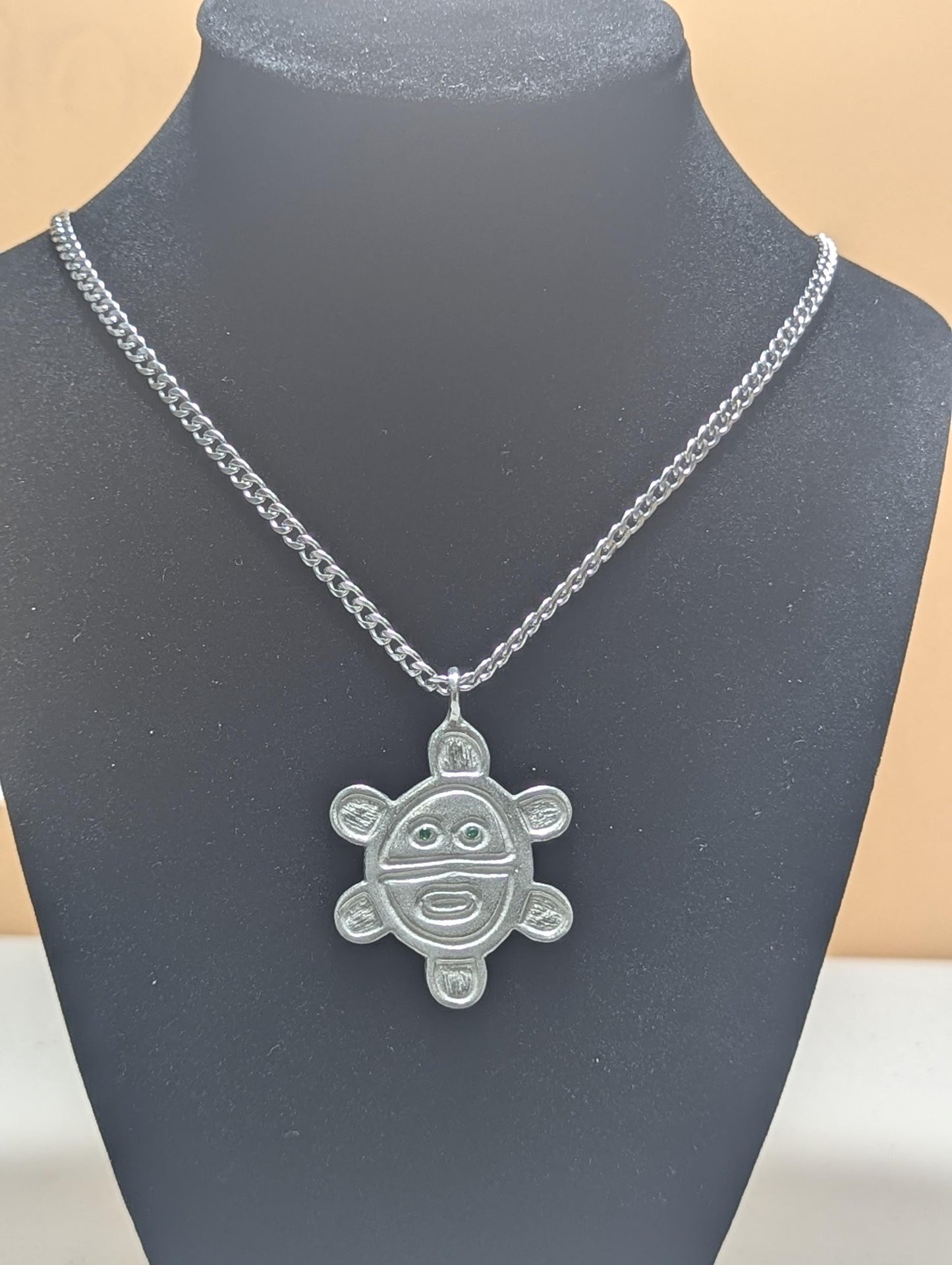 Artisan Sun Symbol Petroglyph Pendant on 3.5 mm Cuban Links chain