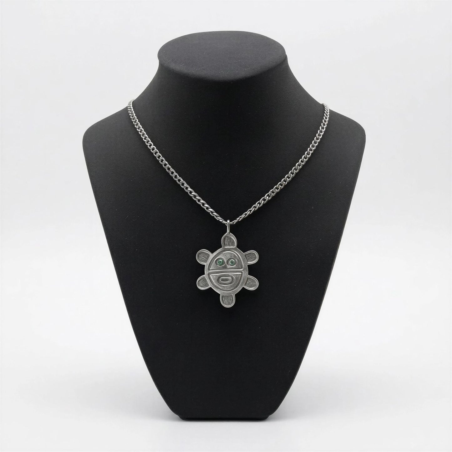 Artisan Sun Symbol Petroglyph Pendant on 3.5 mm Cuban Links chain