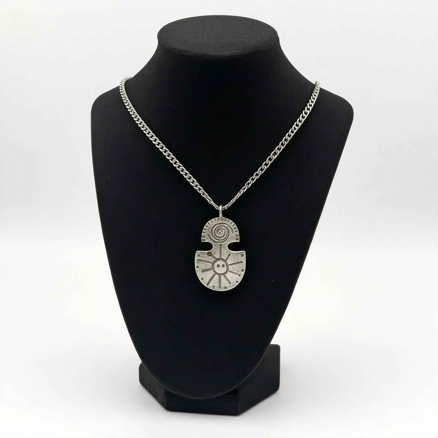 Taino Water & Sun Petroglyphs Pendant on 3.5 mm Cuban Links Chain