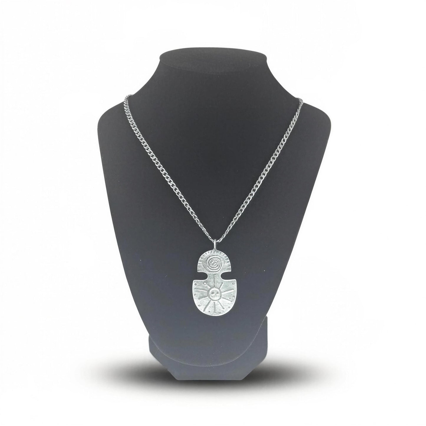 Taino Water & Sun Petroglyphs Pendant on 3.5 mm Cuban Links Chain